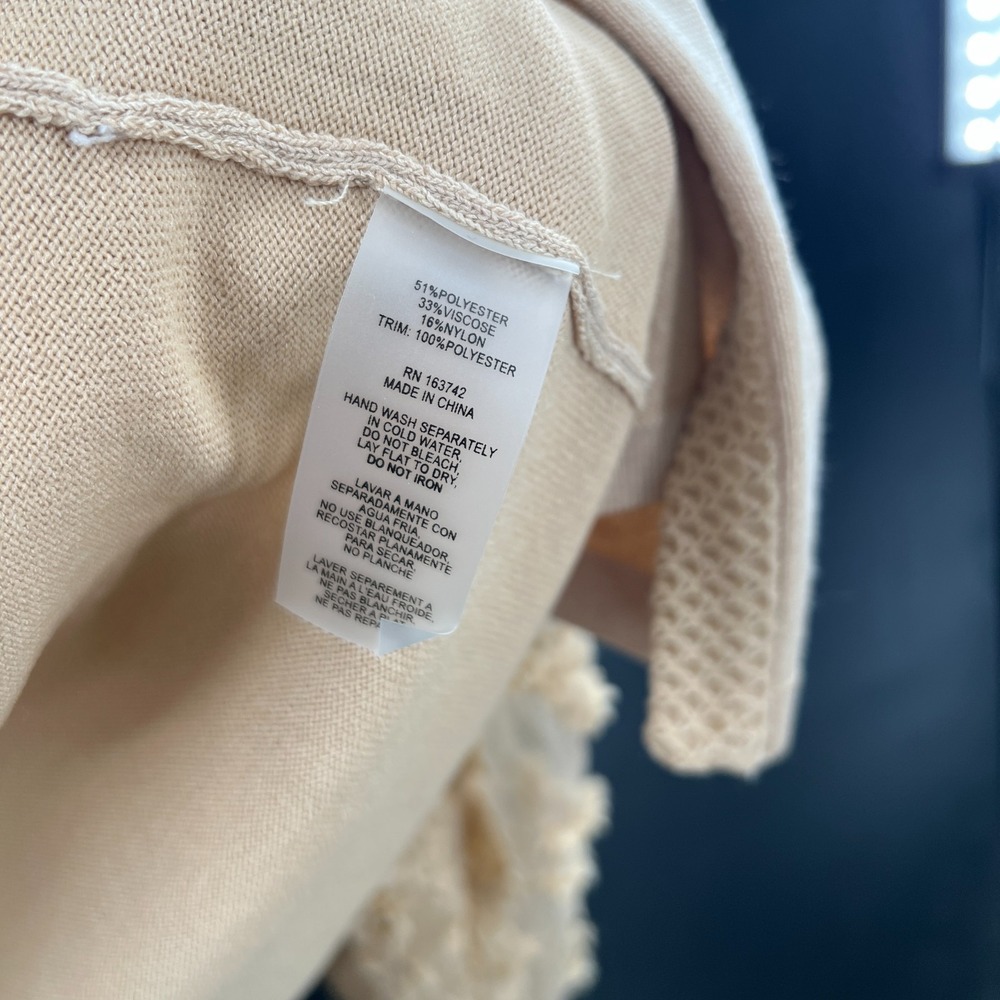 Sioni feminine romantic bohemian chic cardigan artsy sheer floral neutral XL - Picture 6 of 9